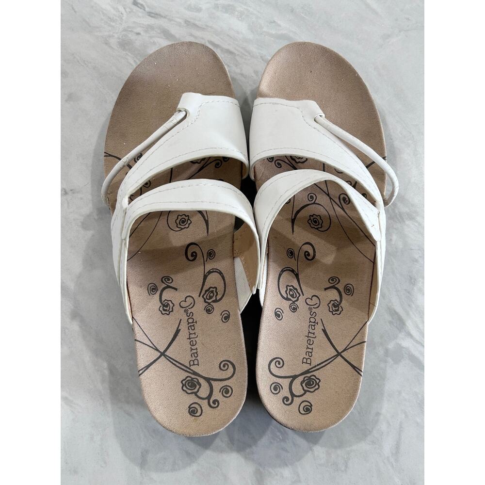 Synthetic leather white slide sandals, BareTraps Size 8.5 like new
